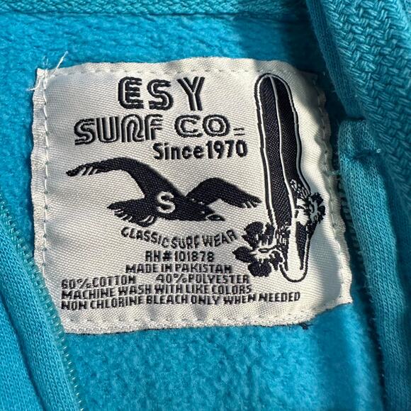 Y2k ESY SURF blue zip up horse hoodie - Picture 6 of 6